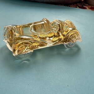Elegant Gold  antique acrylic Car  with moving coins Figurine pen Holder